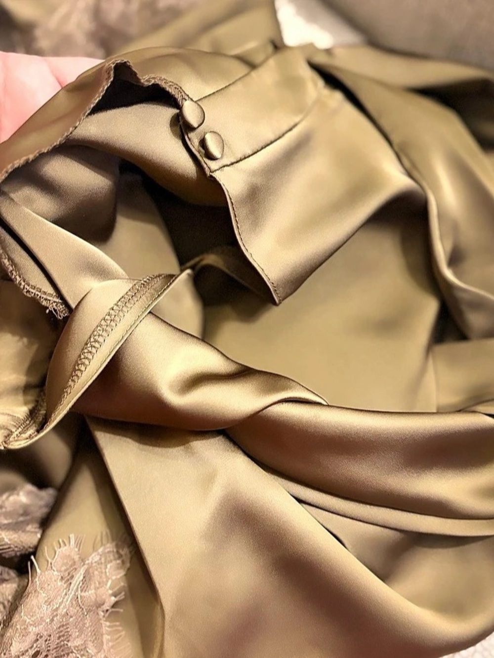 Brown Satin Lace Robe - Picture 7 of 7